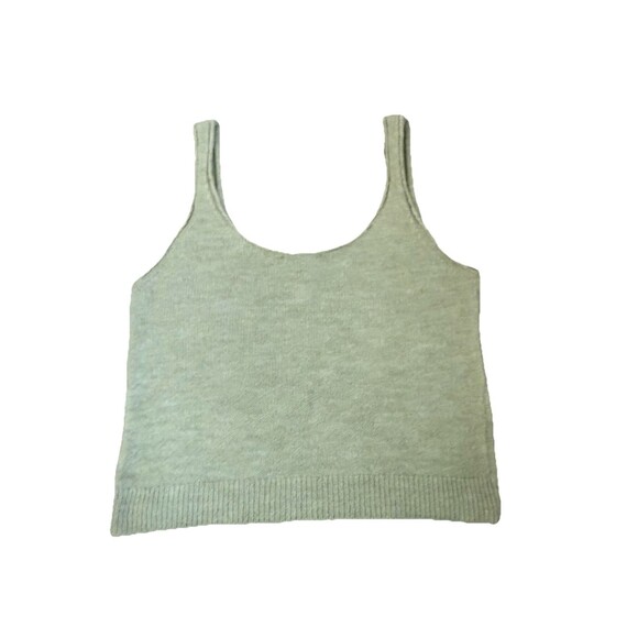 MNG Cropped Green Knit Embroidered Flower Sleeveless Top Tank Medium - Picture 4 of 6